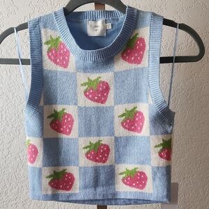 Luna & Ivy Kids Strawberry Tank Top - Blue and Pink